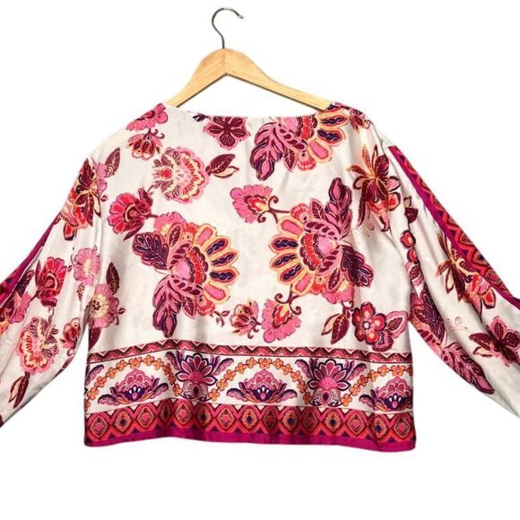 Magaschoni 2 PC Outfit Satin‎ Floral Top and Pants Set Pink Paisley Womens M L - Picture 7 of 10